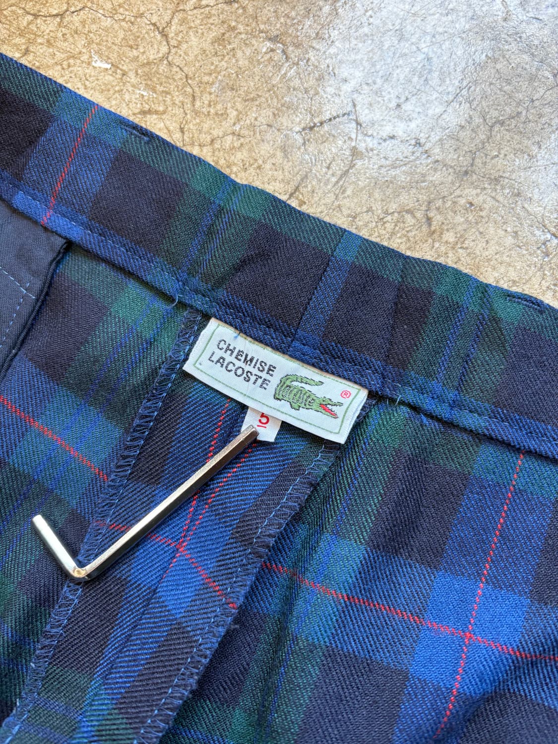 80s 슈미즈 라코스테 투턱 울 체크 슬랙스 상품이미지5
