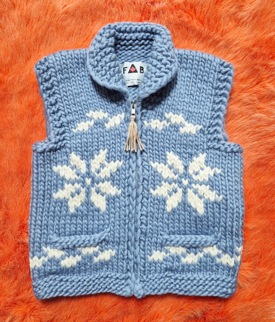 FAB 캐나다 토끼 패턴 코위찬 베스트 키즈120 상품이미지2