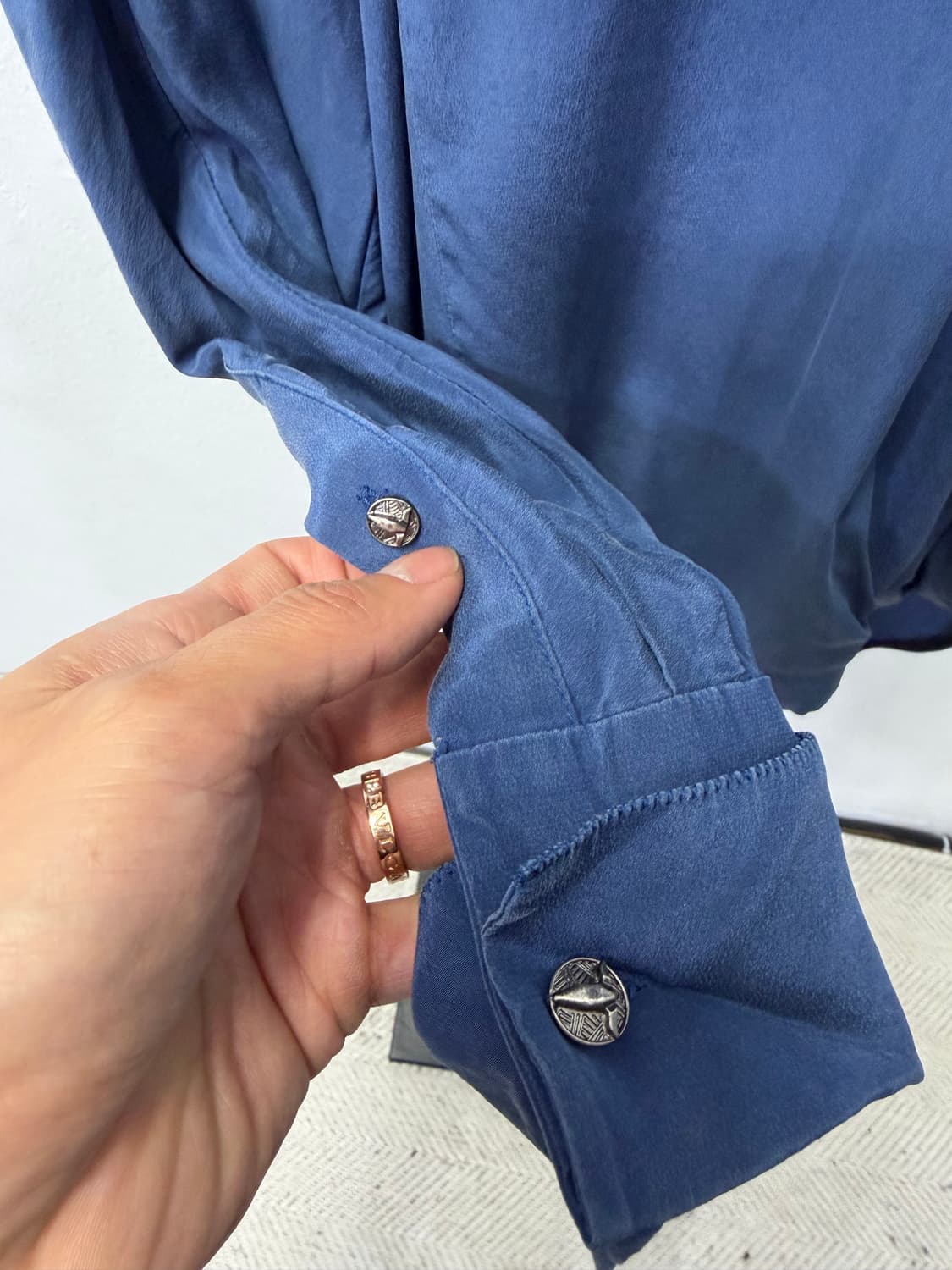 정품) TIME 타임 한섬 실크 블루 셔츠형 자켓 88 상품이미지5