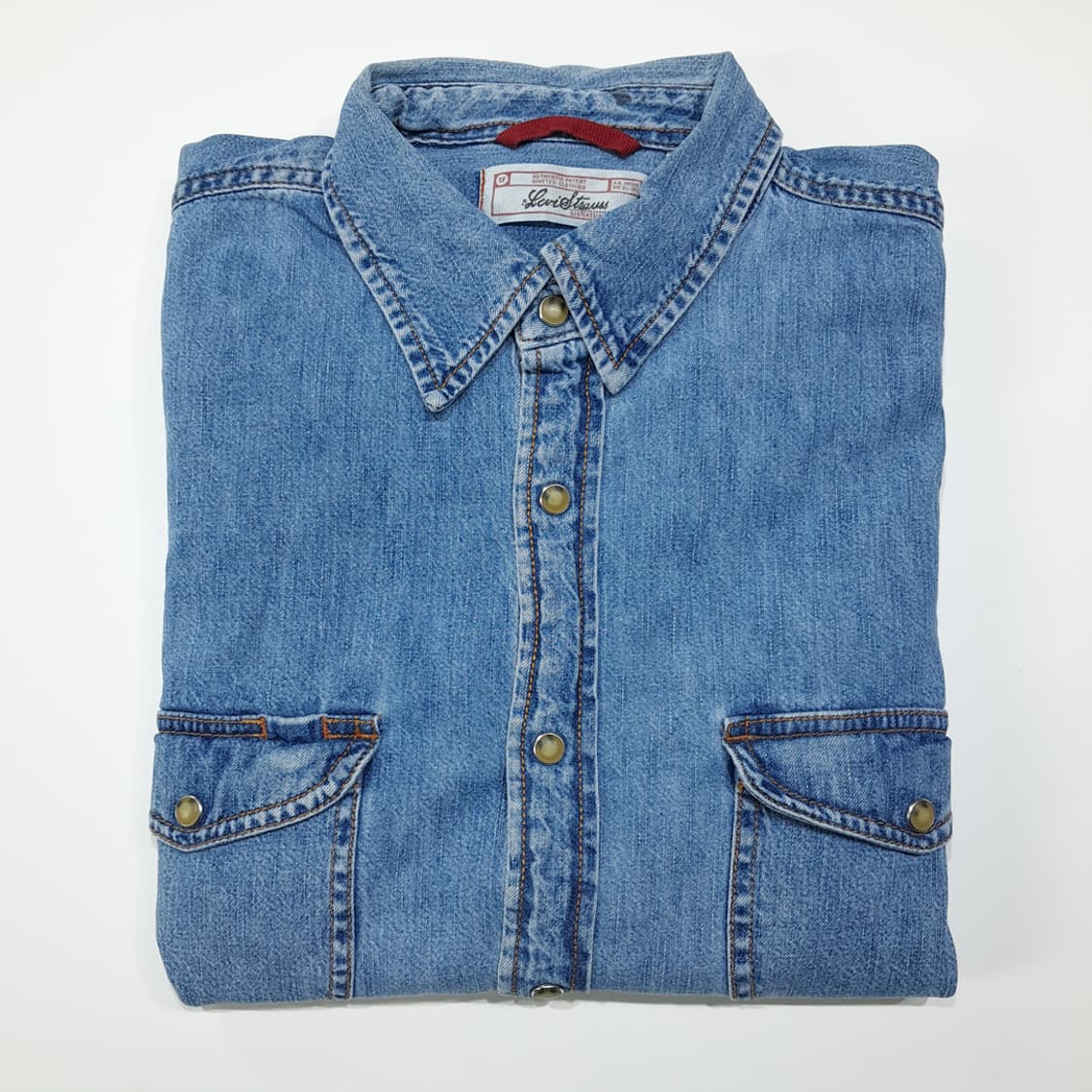 CL621 L 리바이스 00s 코튼 웨스턴 스냅 워크 데님셔츠 남방 상품이미지7