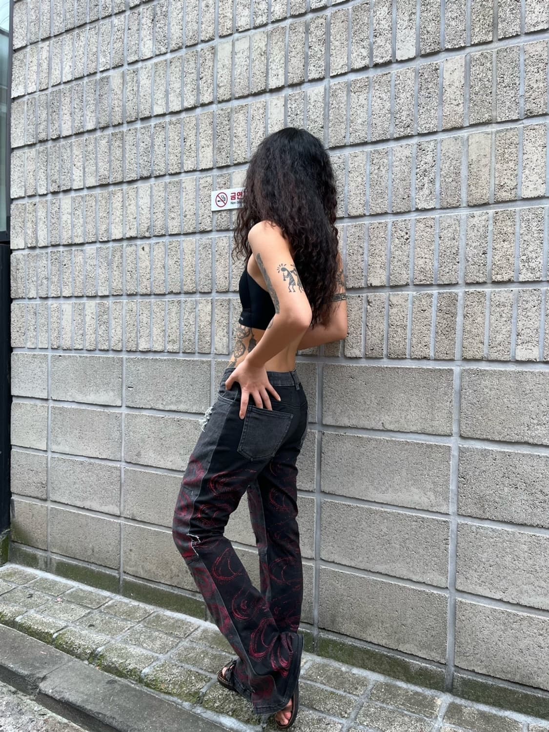H.naoto 아카이브 스네이크 패턴 아일렛 부츠컷 팬츠 상품이미지4