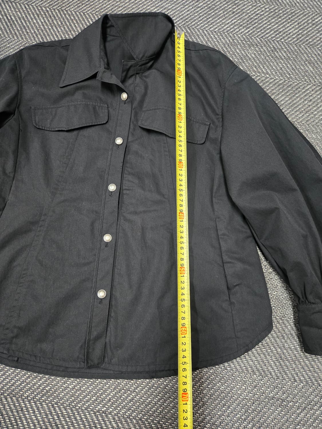 한섬 시스템 SYSTEM 블랙 퍼프 셔츠 자켓 상품이미지9