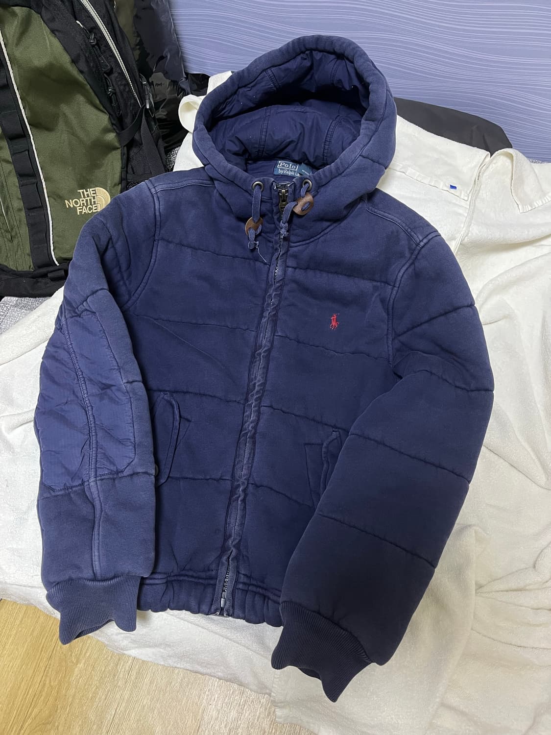 폴로 랄프로렌 워싱 퀄팅 패디드 후드 자켓 S/90 상품이미지2