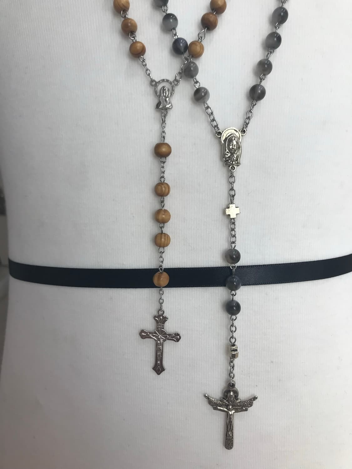 Vintage rosary cross pendant necklace 상품이미지4