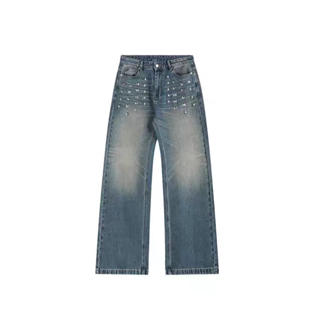 no E mosen 워시드 스터드 팬츠 블루 1 상품이미지1