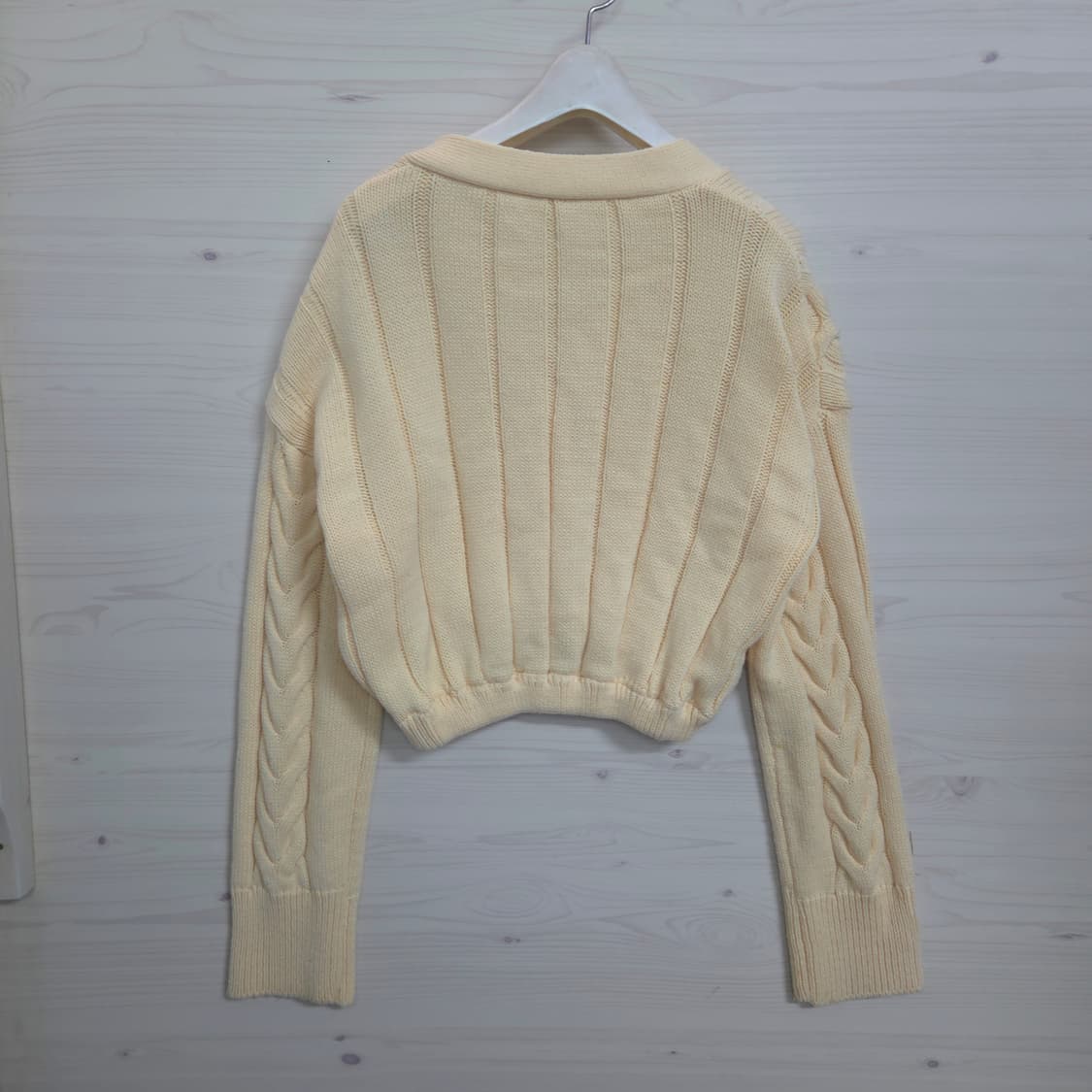 여55 라코스테 꽈배기 크롭 니트 가디건 (리폼) 상품이미지2