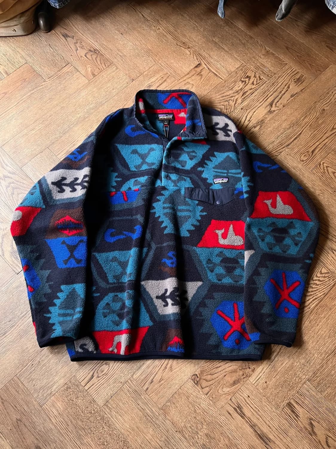 [L]파타고니아 신칠라 멕시코제 아즈텍 패턴 스냅 플리스 상품이미지1