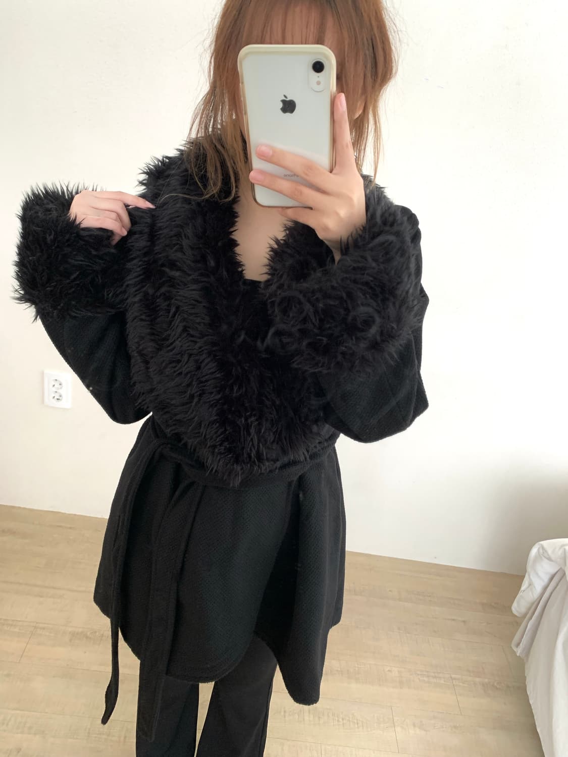 세실맥비 오네갸루 블랙 퍼 카라 코트 상품이미지1