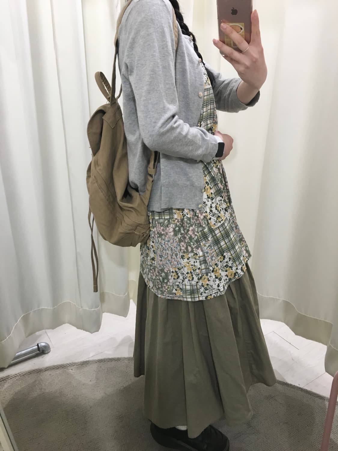카키 모리 스커트 상품이미지5
