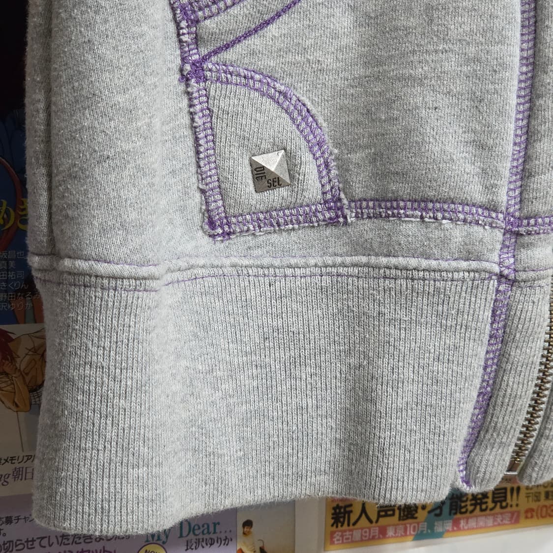 디젤 퍼플 오버록 스터드 슬림핏 후드집업 상품이미지4