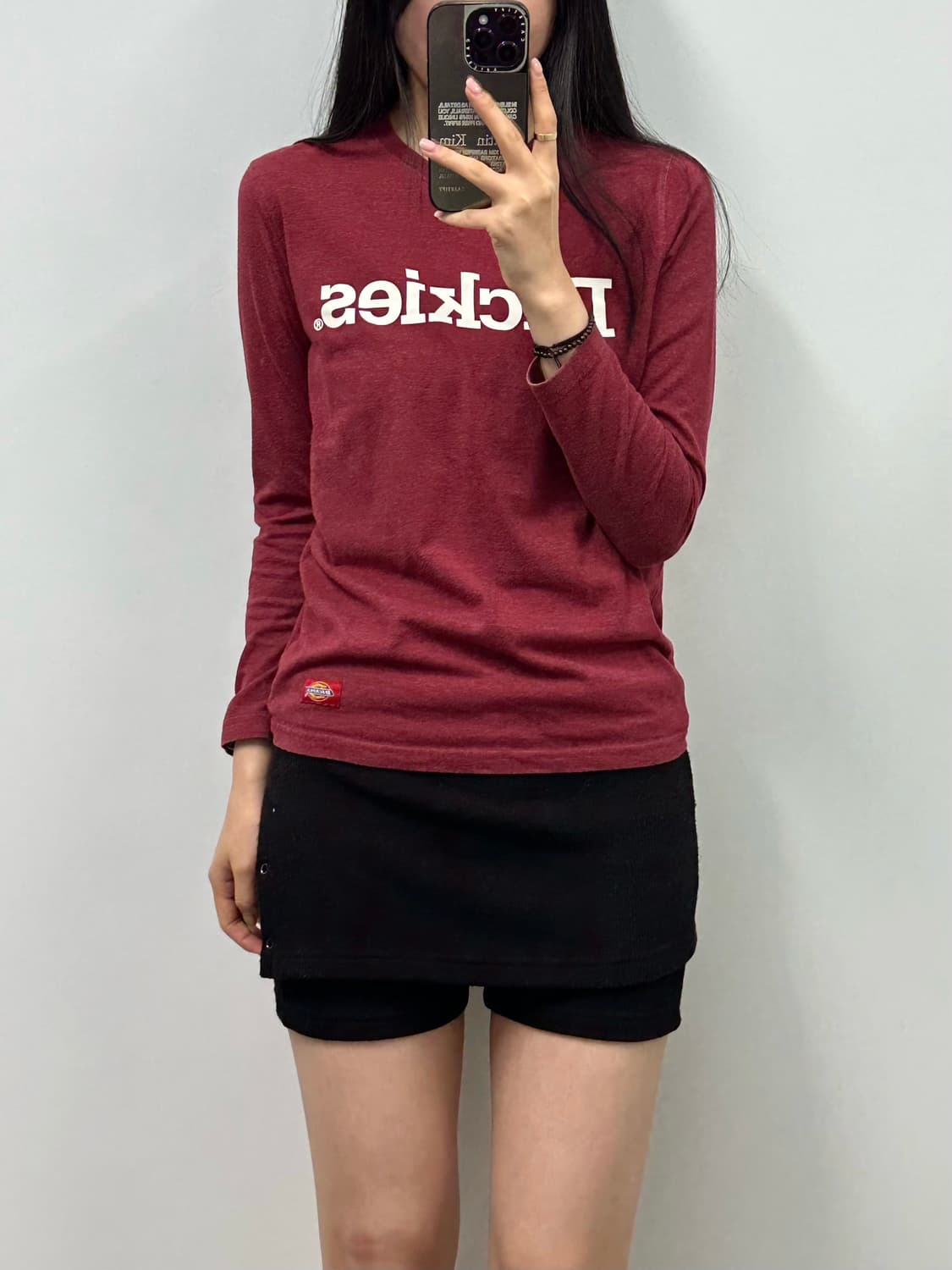 디키즈 y2k 와투케 버건디 롱 슬리브 긴팔티 상품이미지1