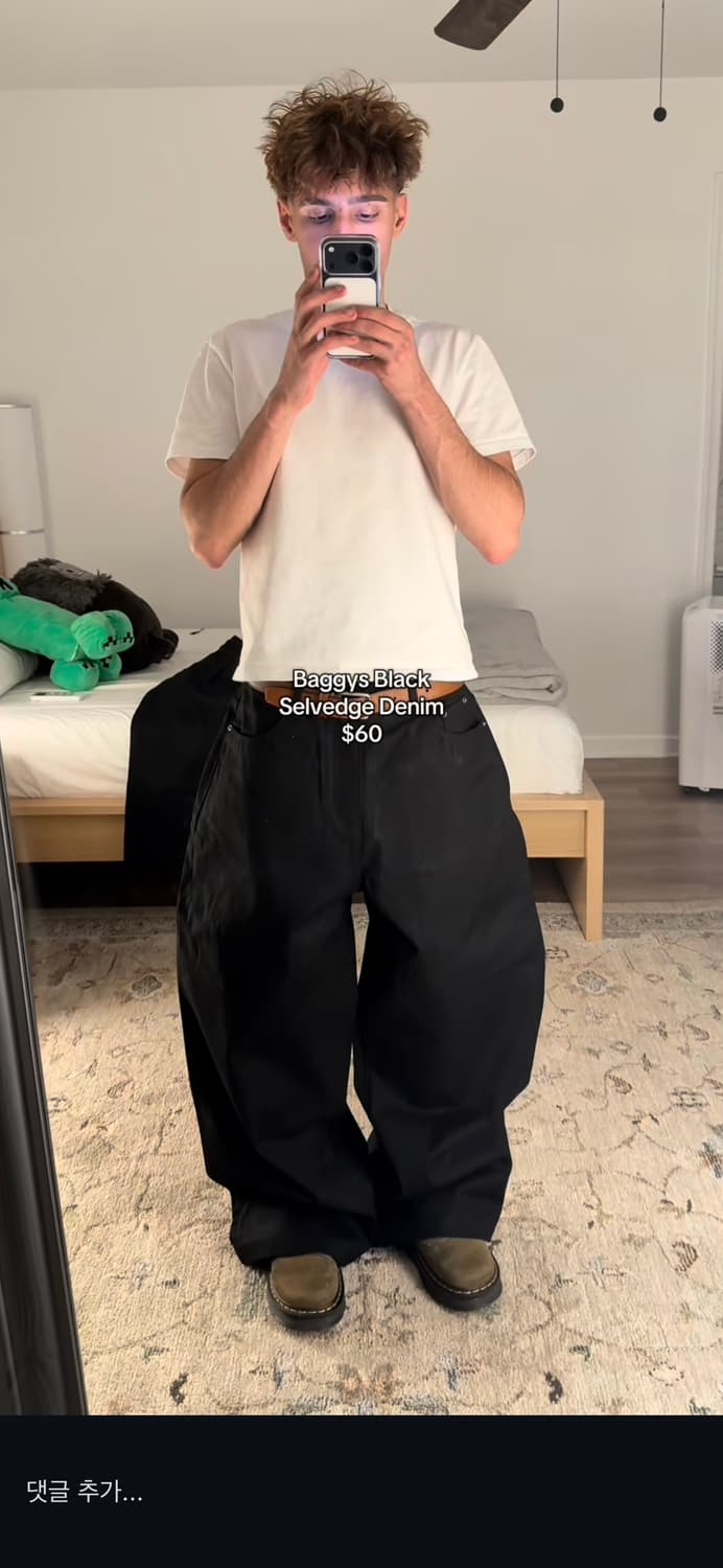 Baggy clothing 블랙 셀비지 데님 L 상품이미지1