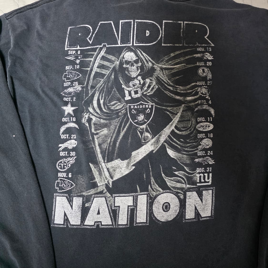 [XXL] 00s NFL Raiders 레이더스 트래쉬드 빈티지 롱슬리브 상품이미지6