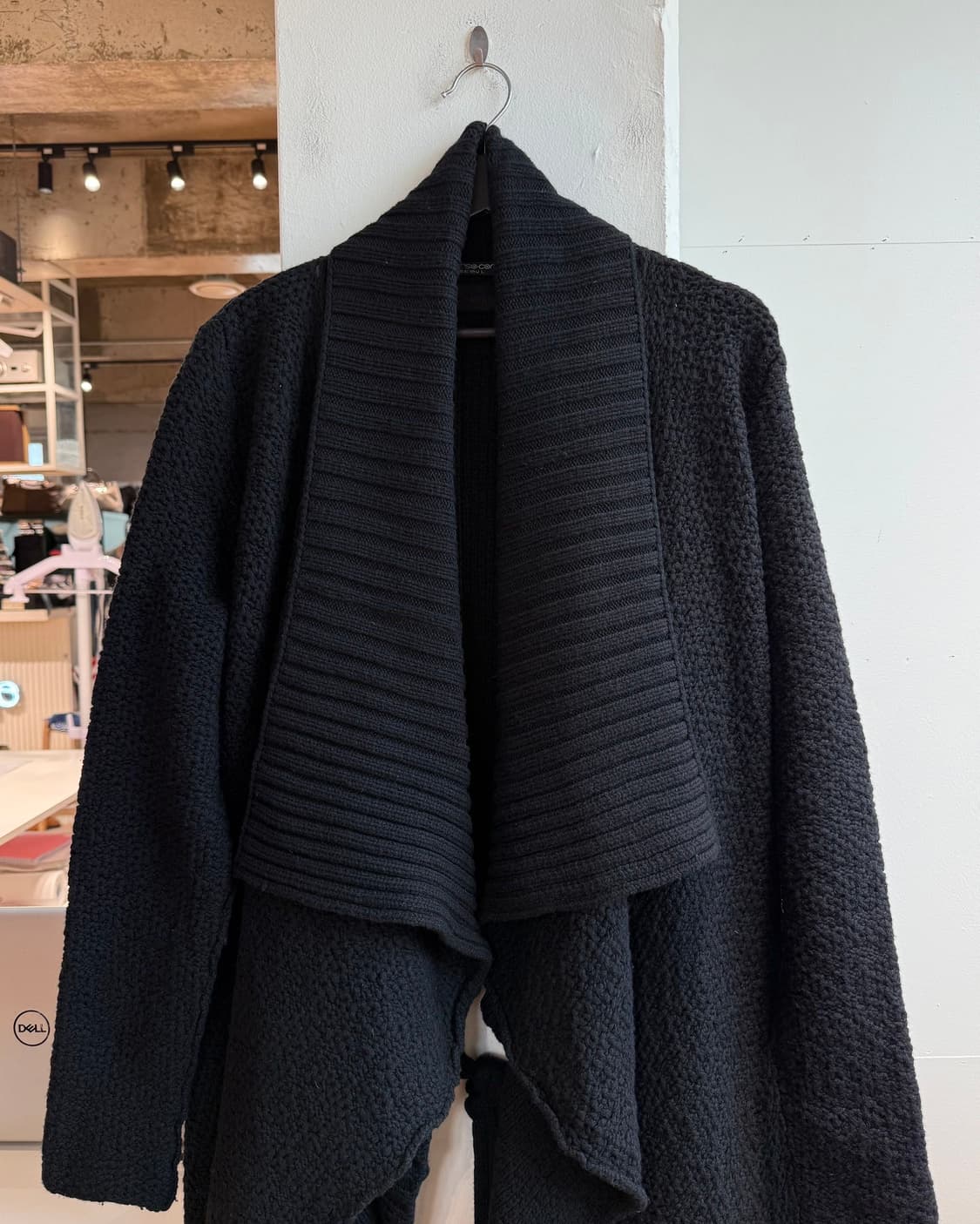 다니엘 안드레센 블랙 드레이핑 울 가디건 코트 상품이미지3