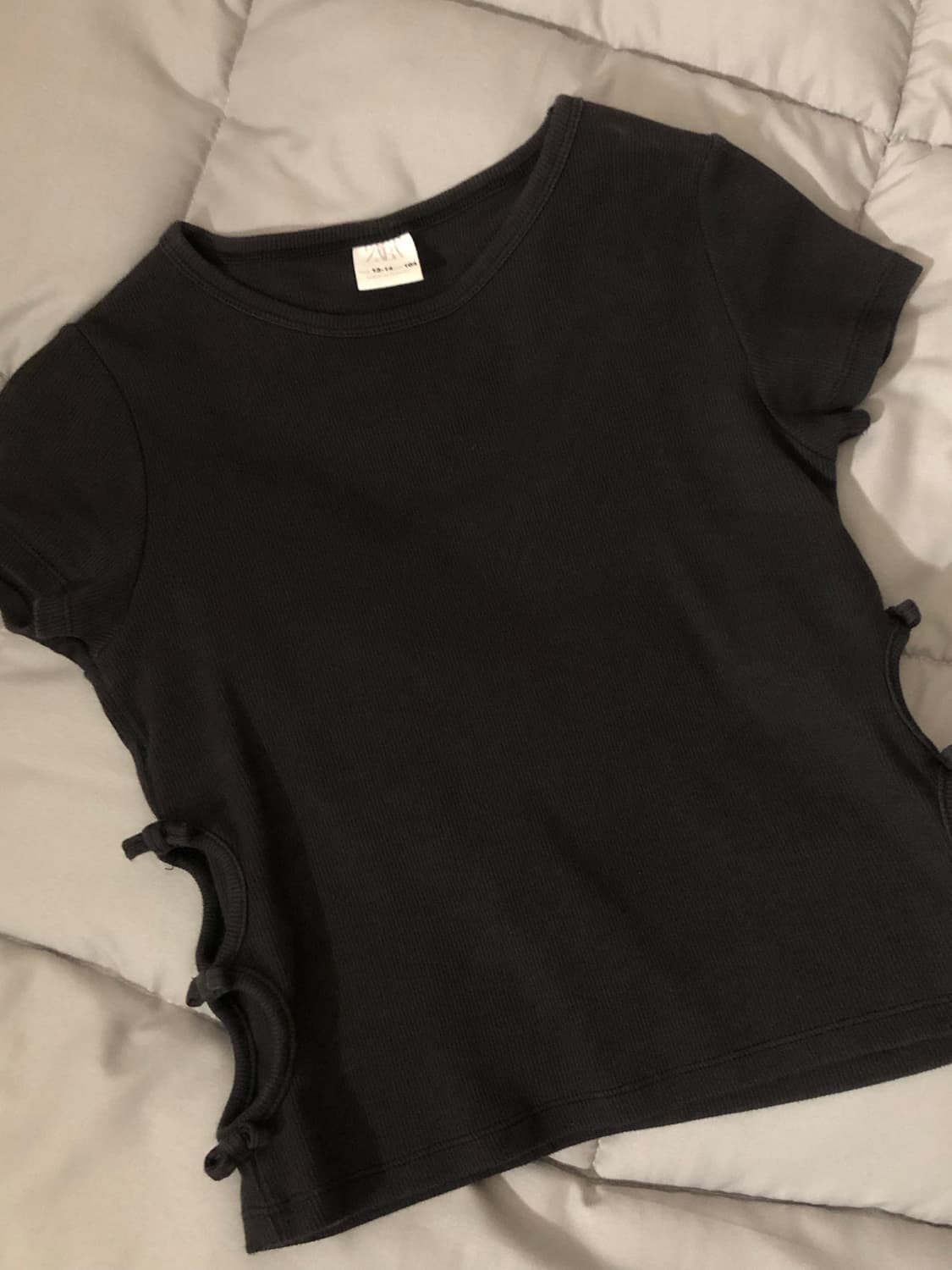 자라 리본 반팔티 차콜 상품이미지2