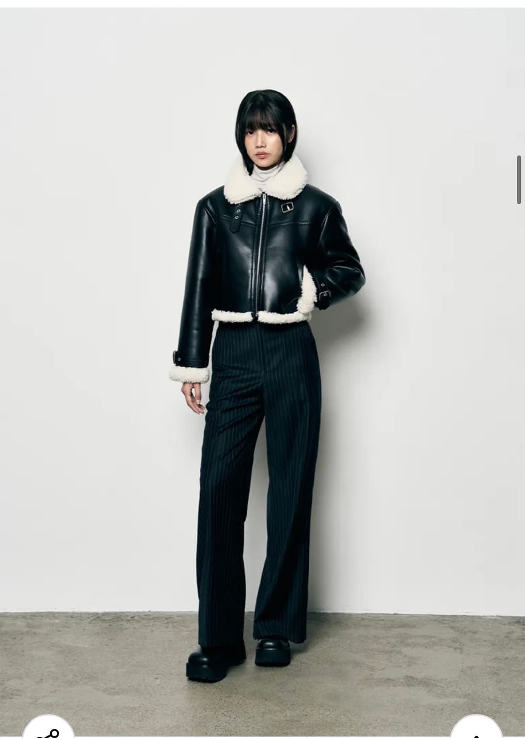 레더리 오블리크 오버핏 레더 무스탕 자켓 [BLACK] 판매 상품이미지6