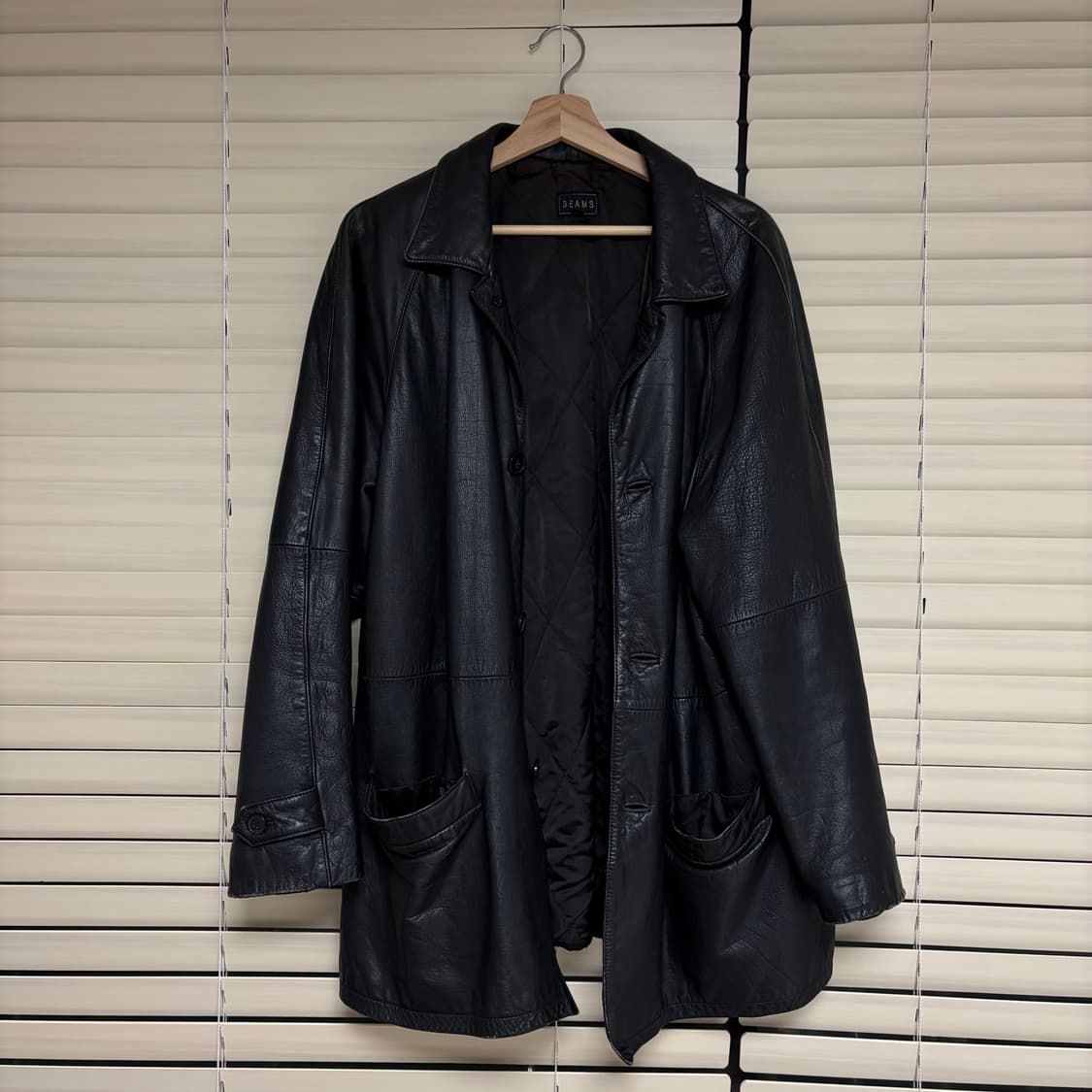 90s 올드 빔즈 Beams 아카이브 빈티지 레더 카코트 자켓 L 상품이미지1