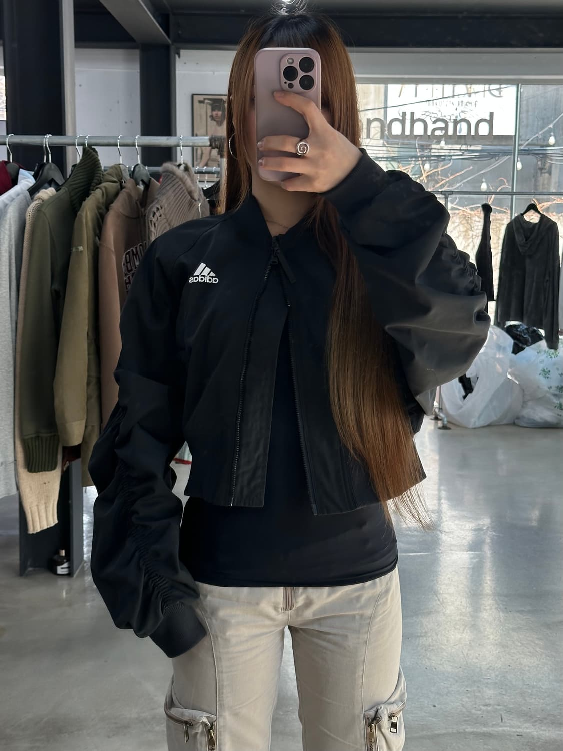 아디다스 콜렉티브 셔링 크롭 투웨이 블루종자켓 상품이미지1