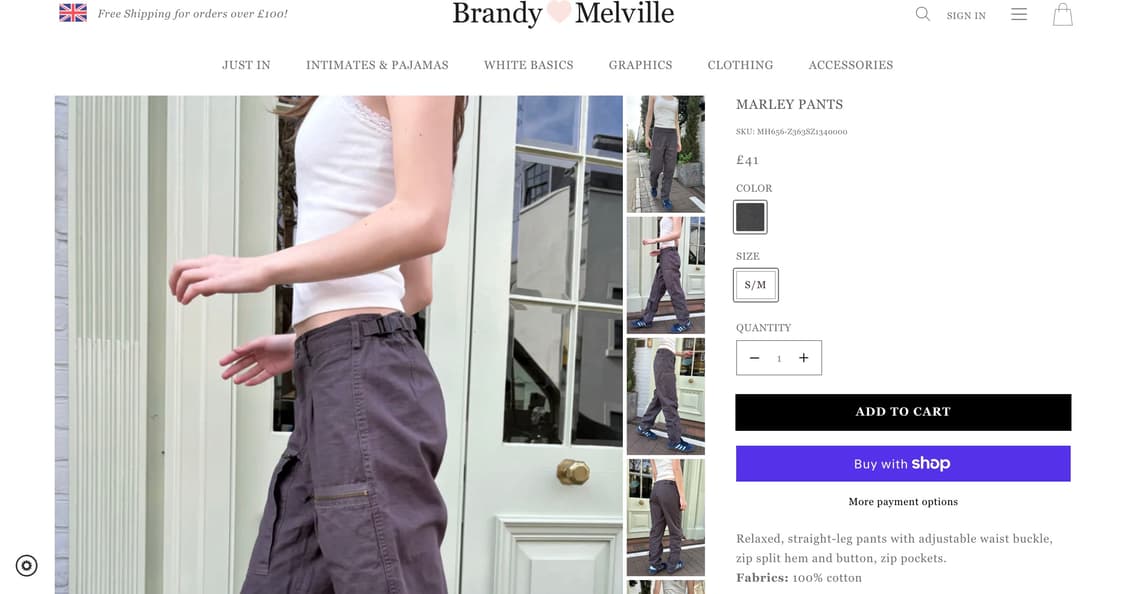 Brandy Melville Marley Pants cargo pants 상품이미지2