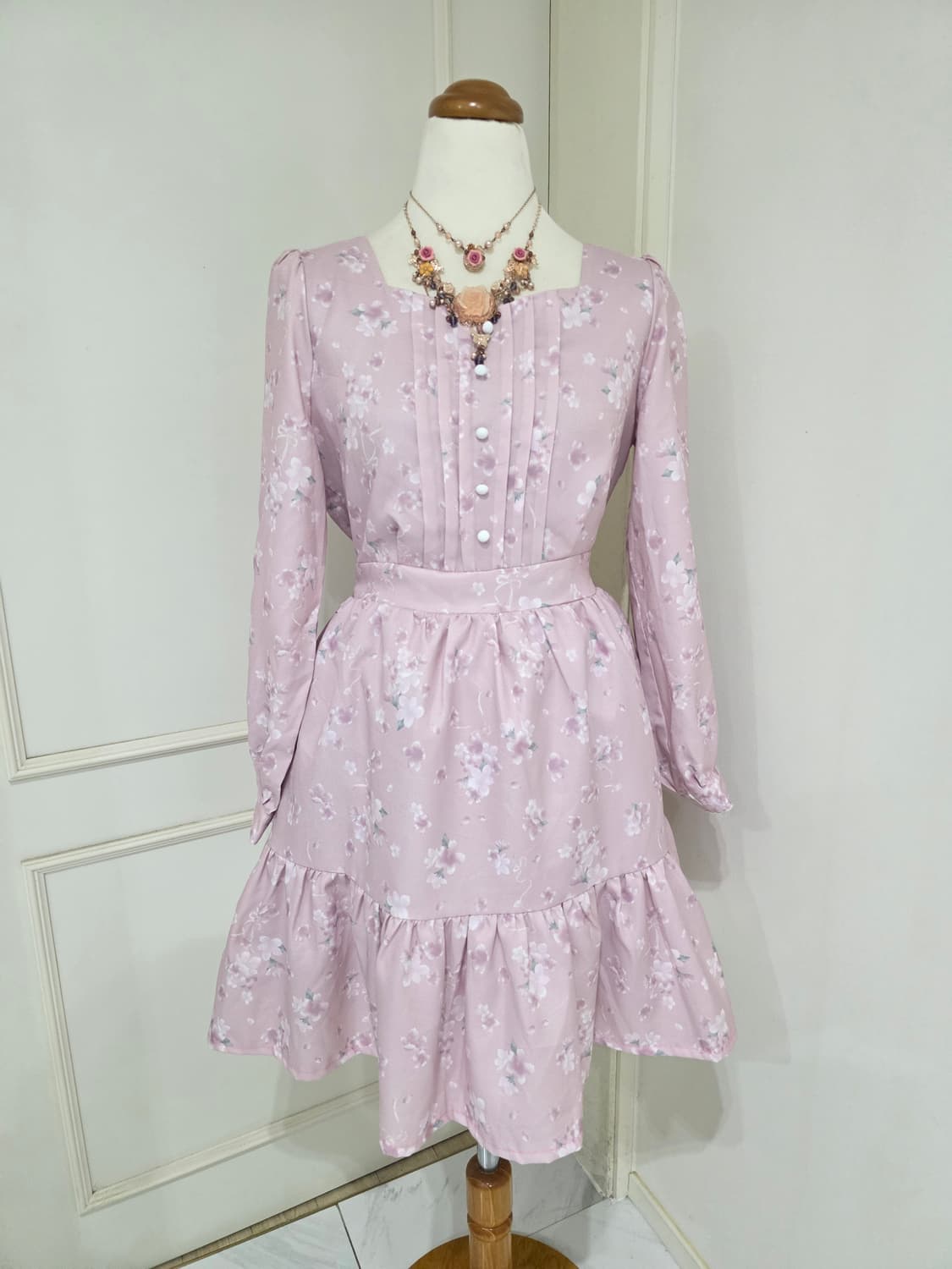 엑시즈팜 일본빈티지)플로럴 사쿠라 핑크 로맨틱 히메갸루stc 양산형원피스 상품이미지1