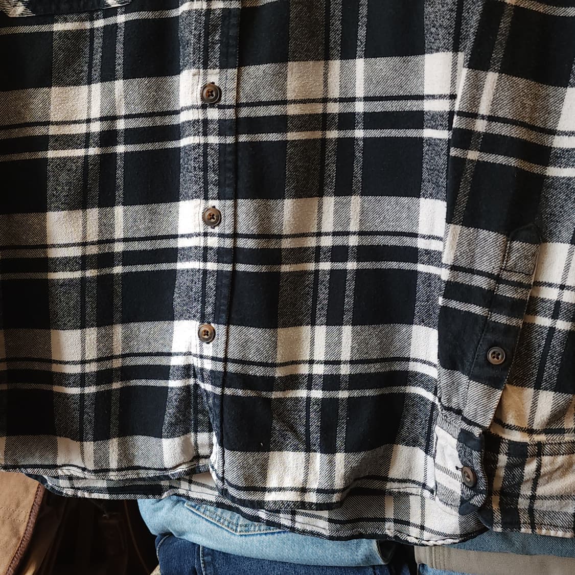 90s 아메리칸 빈티지 체크셔츠 헤비 플란넬 워크셔츠 다크 그린 xl 상품이미지7