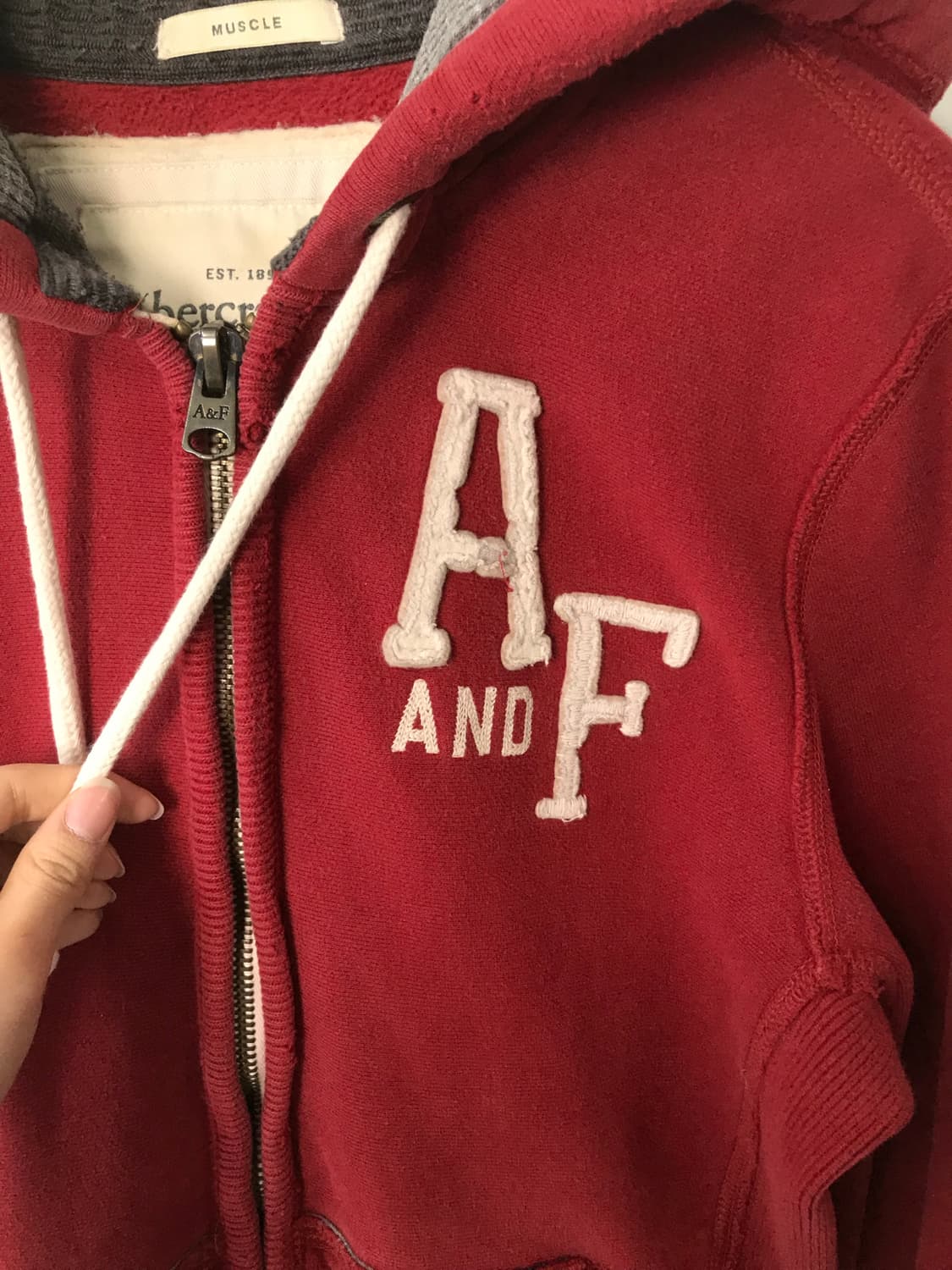 아베크롬비 y2k 와투케 레드 헤비코튼 후드집업 상품이미지4