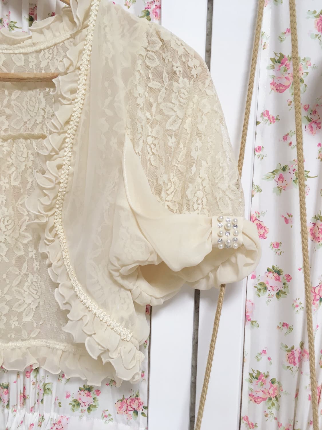 빈티지 엑시즈팜 로즈 레이스 볼레로 상품이미지2