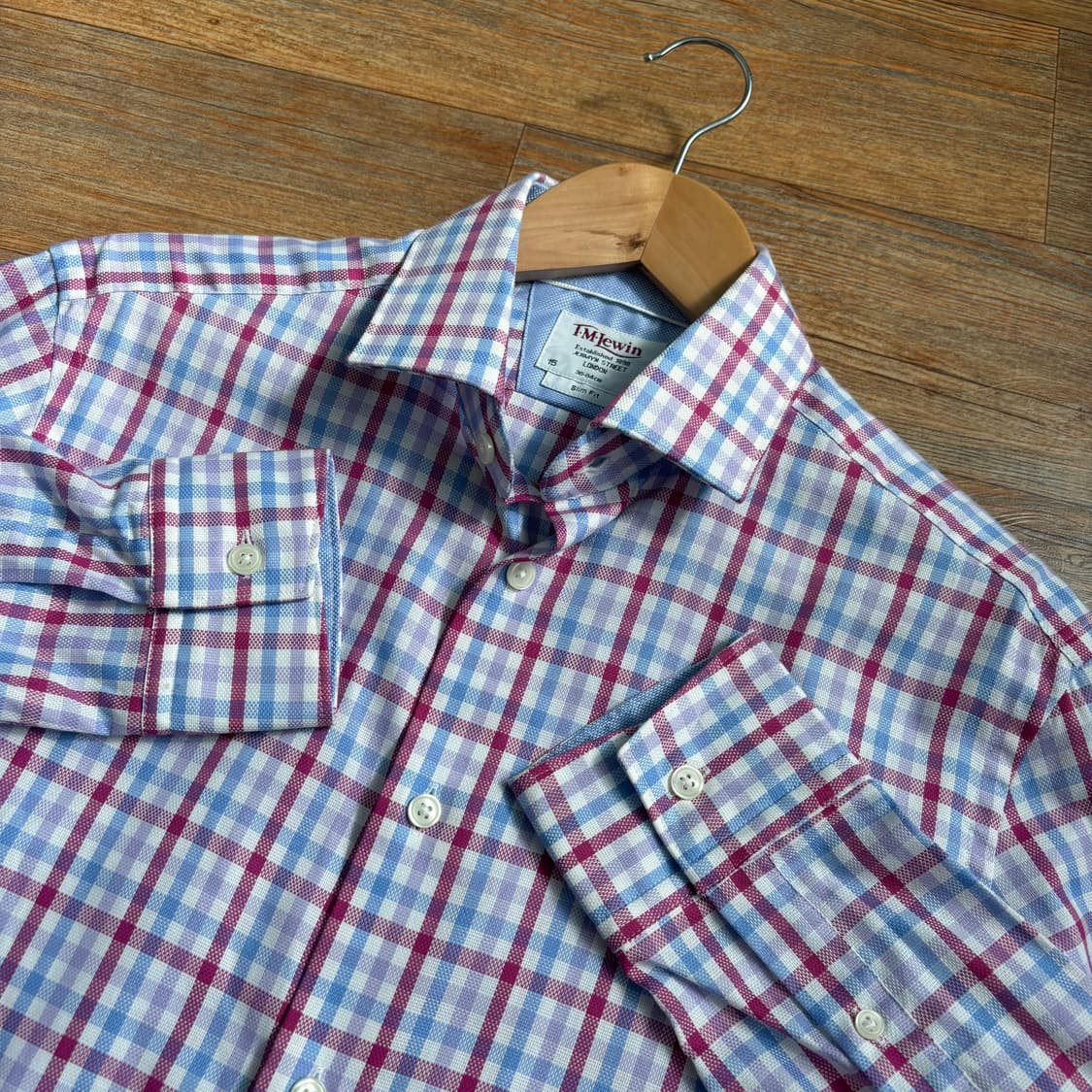 TM 르윈 체크 셔츠 100 슬림핏 독특한 질감 수입 정품 상품이미지5
