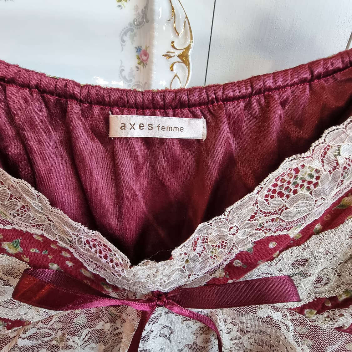 엑시즈팜 axes femme 와인 잔꽃 레이스 원피스 상품이미지7