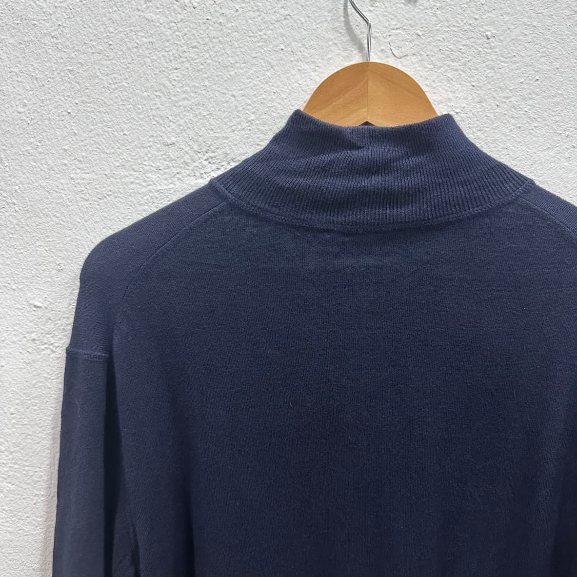 폴로 네이비 피마코튼 하프집업 니트M 상품이미지7