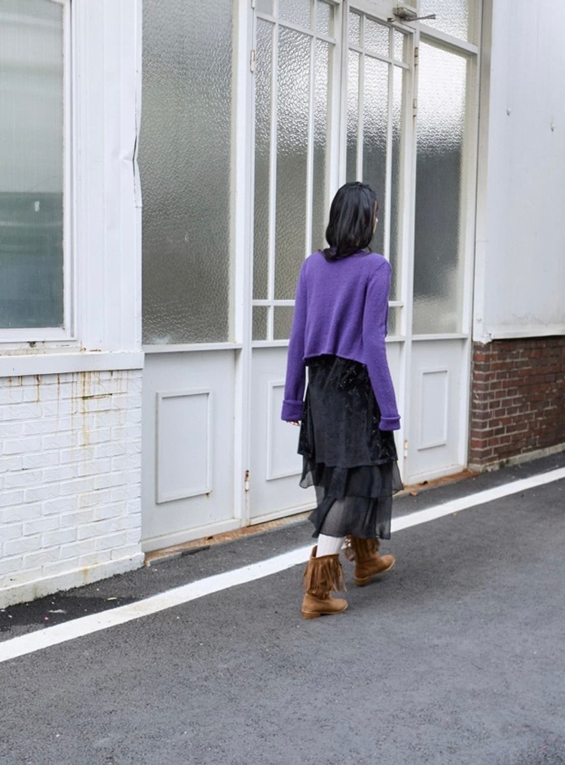 미치코런던 러플 울니트 가디건 퍼플 S 상품이미지8