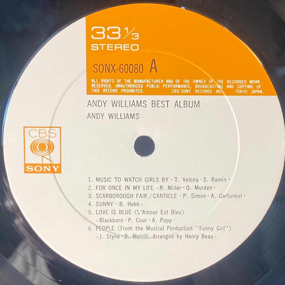 (중고LP-팝) Andy Williams -Best Album 상품이미지4