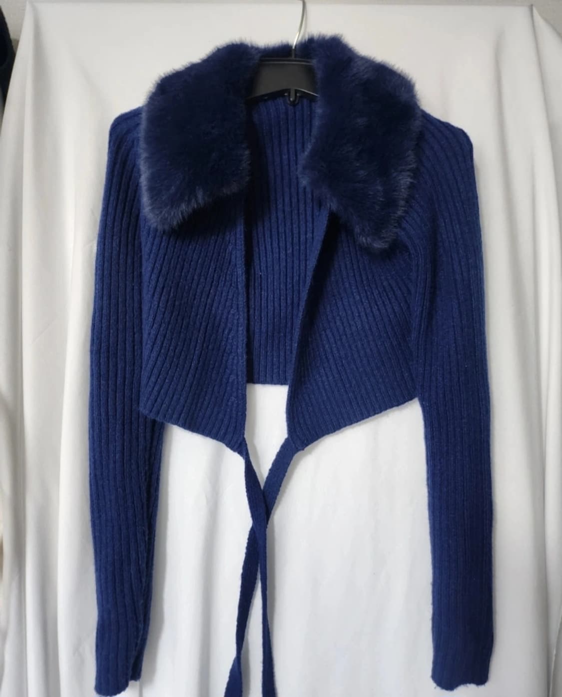 자라 Zara s사이즈 카라 퍼 가디건 네이비 상품이미지3