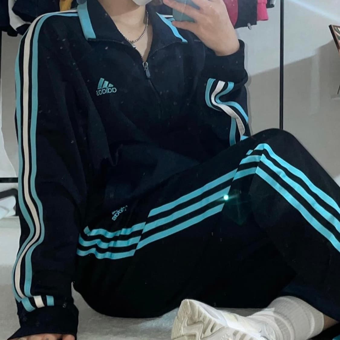 아디다스 포인트 하늘 스카이블루 져지 집업 트랙탑 상품이미지1