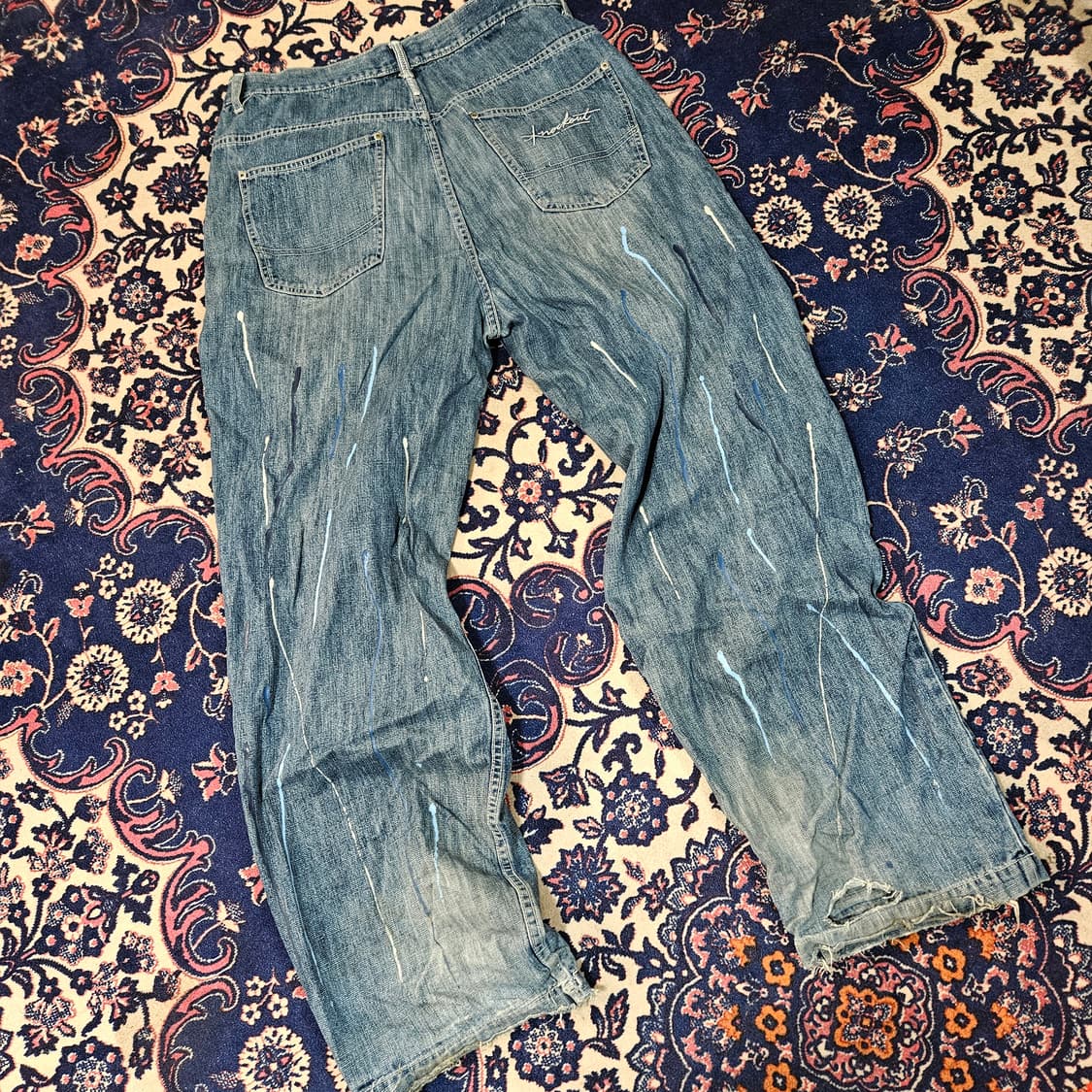 넉아웃(Knockout) 90's 페인딩 포켓 자수 레귤러 데님 팬츠 상품이미지2