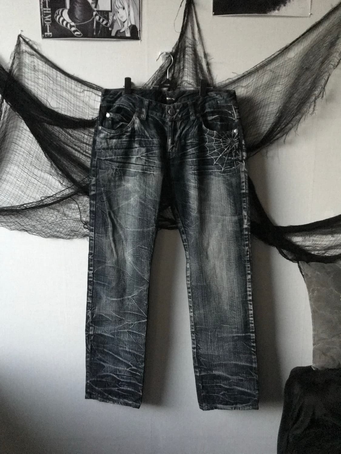 Punk net embriodery printing jeans 상품이미지1