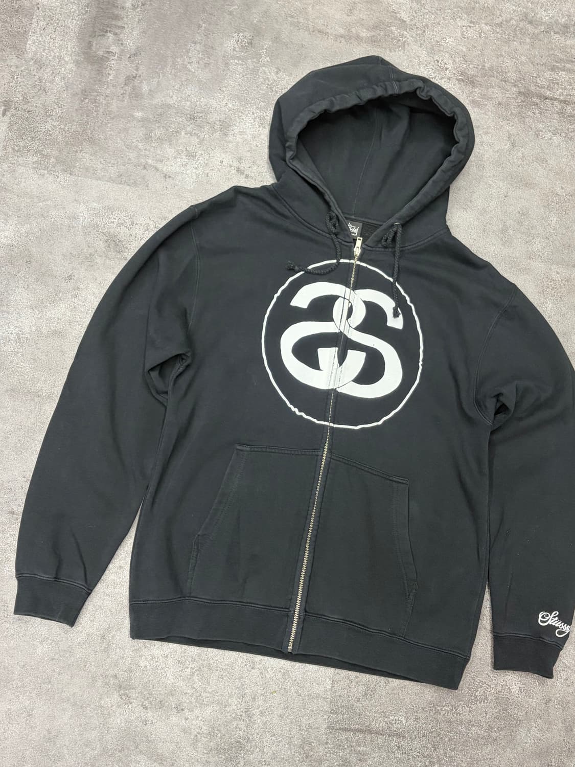 00s stussy 스투시 블랙 써클 후드 집업 상품이미지2