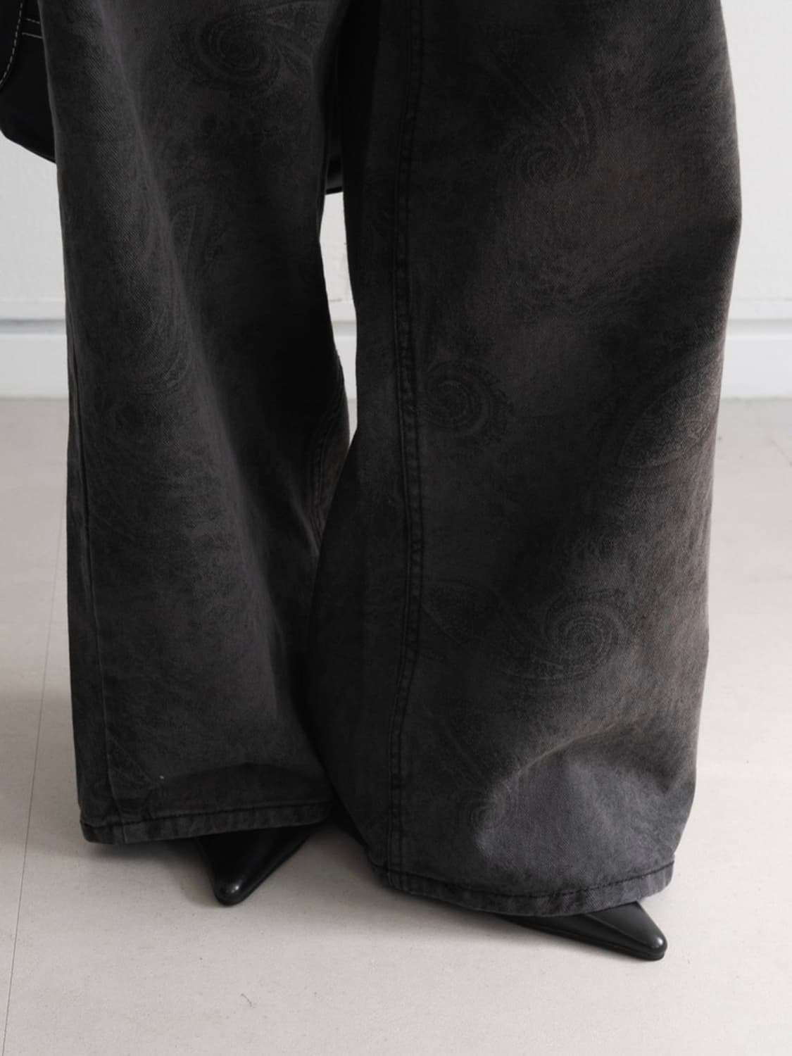 Paisley Cotton Wide Pants Charcoal 상품이미지4