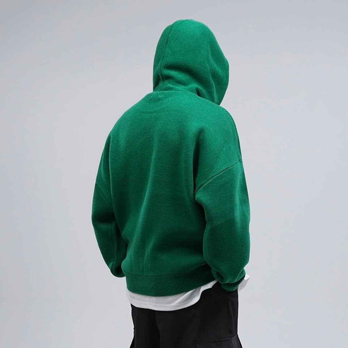 오버핏 프린팅 포인트 니트 후드티 상품이미지7