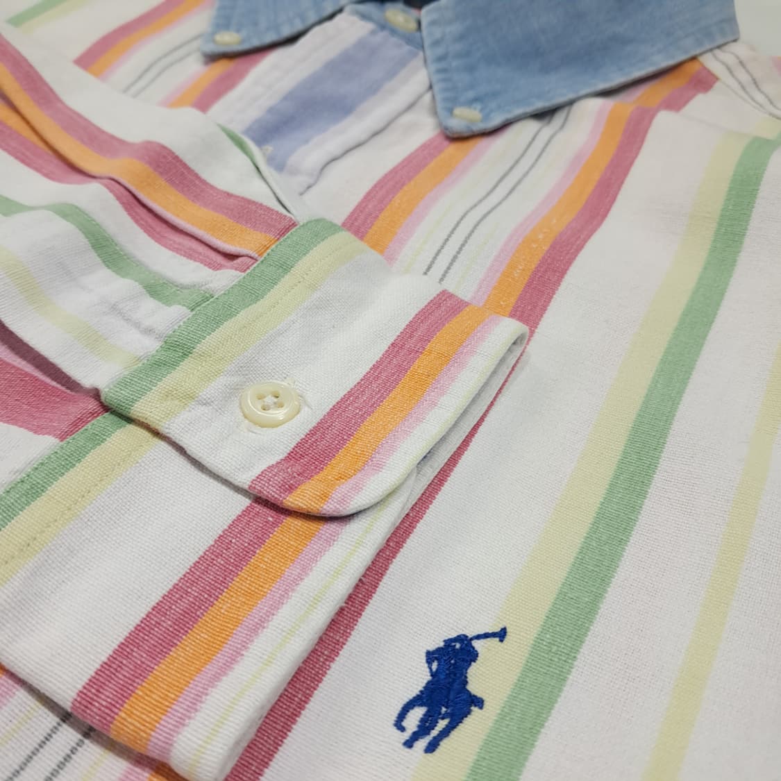 CL916 L 폴로 80s 싱가포르판 멀티스트라이프 샴브레이 셔츠 남방 상품이미지4