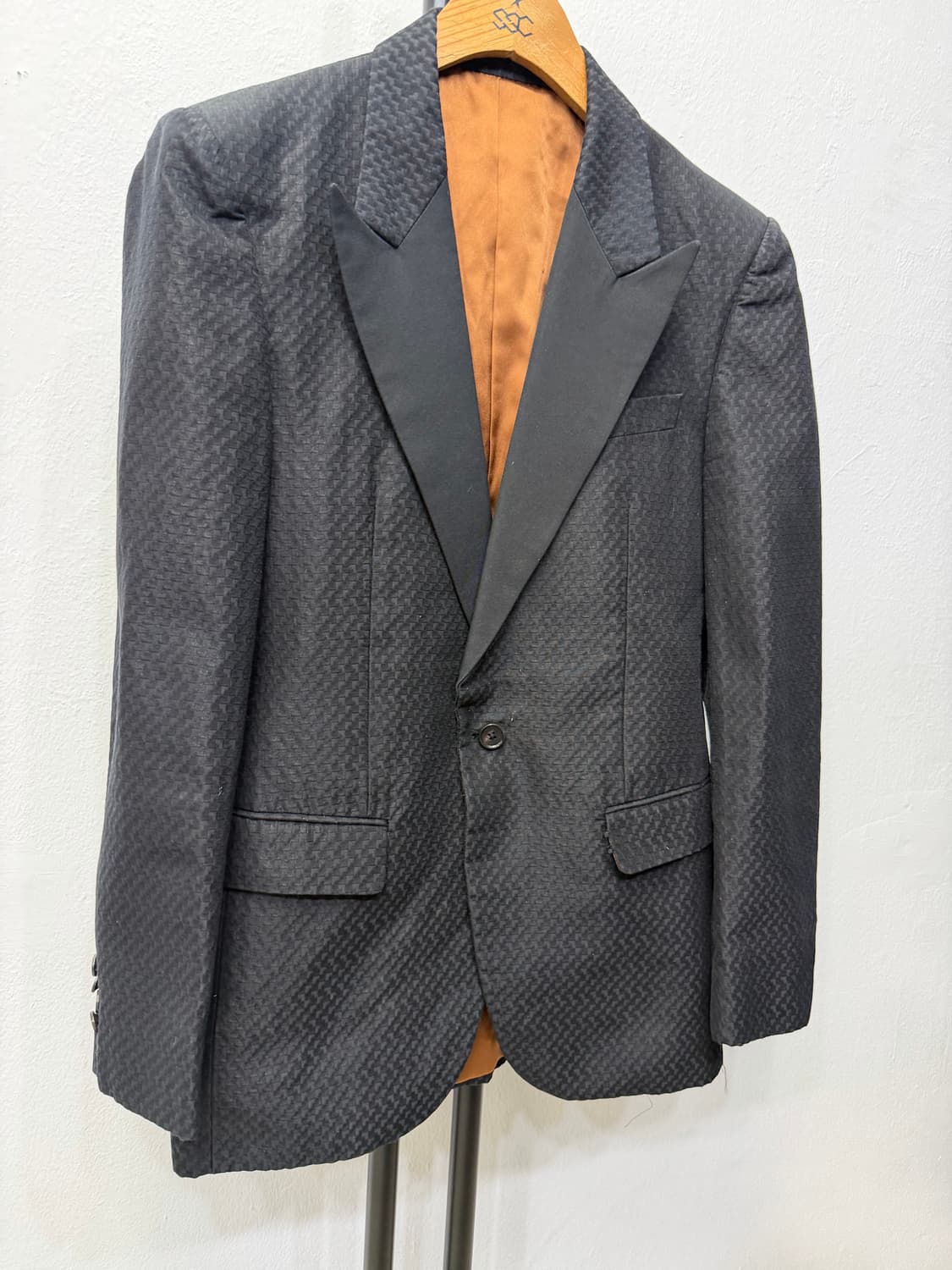 정품) 타임옴므 한섬 블랙 체크 패턴 자켓 100 상품이미지2