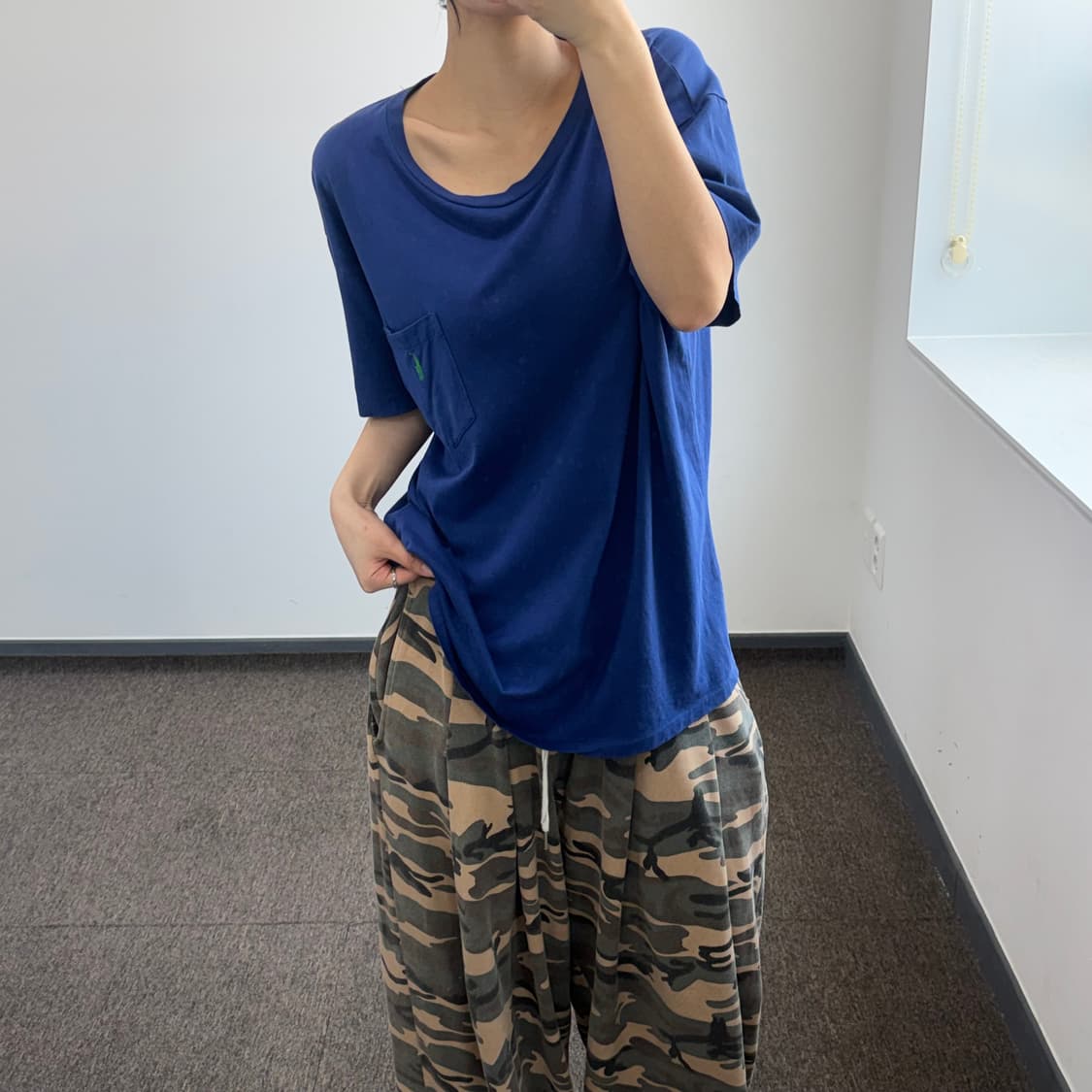 Polo 폴로 그린 포니 원포켓 블루 반팔 상품이미지2