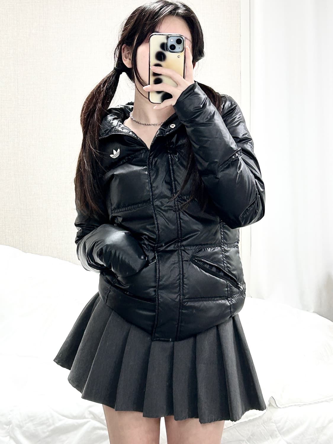 아디다스 자수로고 구스다운 블랙 패딩 상품이미지4