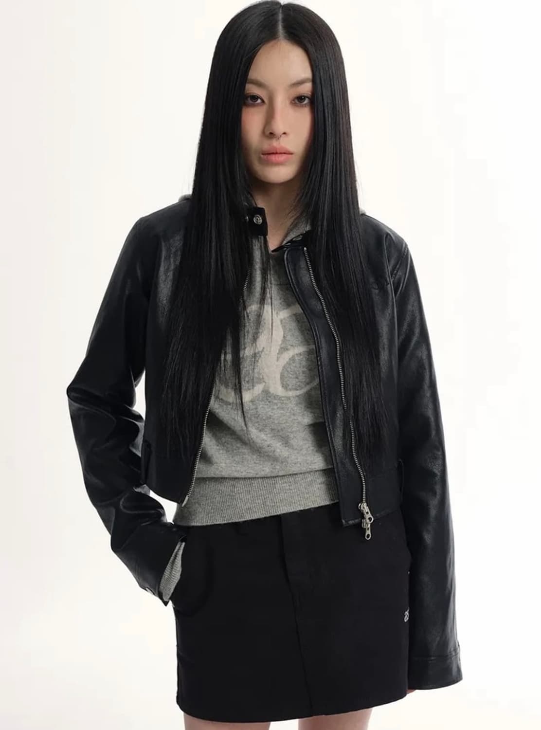 애즈온 슬림 레더 자켓 상품이미지1