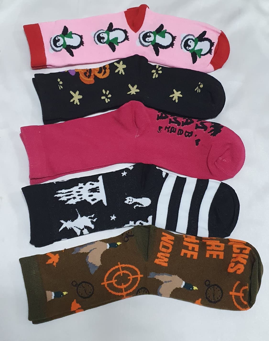 5컬레 가격~ 핑크 블랙 브라운 펭귄 호박 할로윈 에이치앤엠 양말  상품이미지2