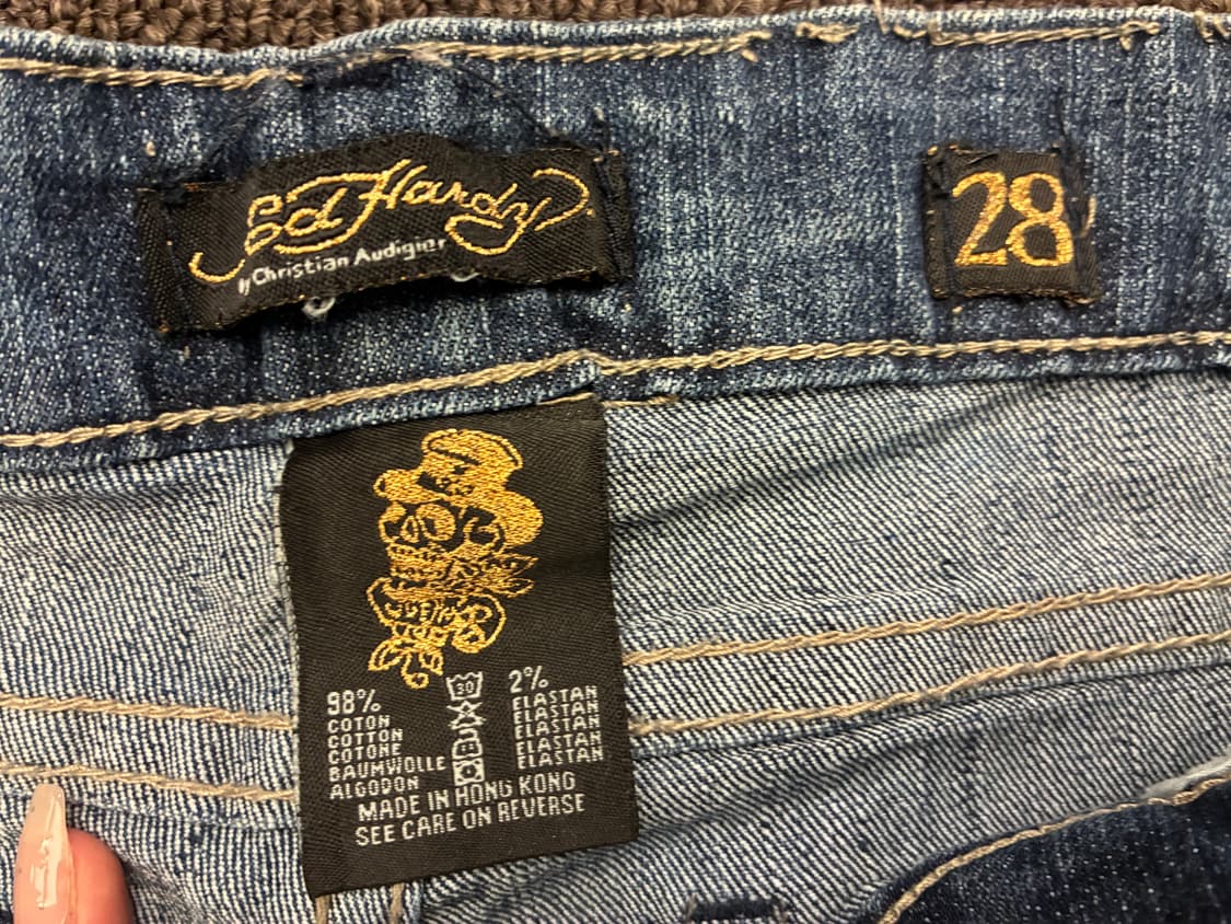 28)Ed Hardy 빈티지 여성 해골 자수 로우라이즈 데님팬츠 상품이미지6