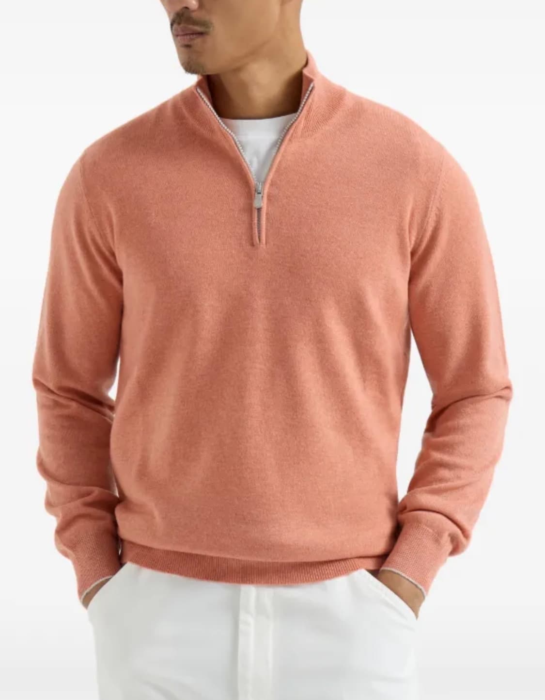 (A+/54) / 브루넬로쿠치넬리 캐시미어 니트 하프 집업 코랄 상품이미지9