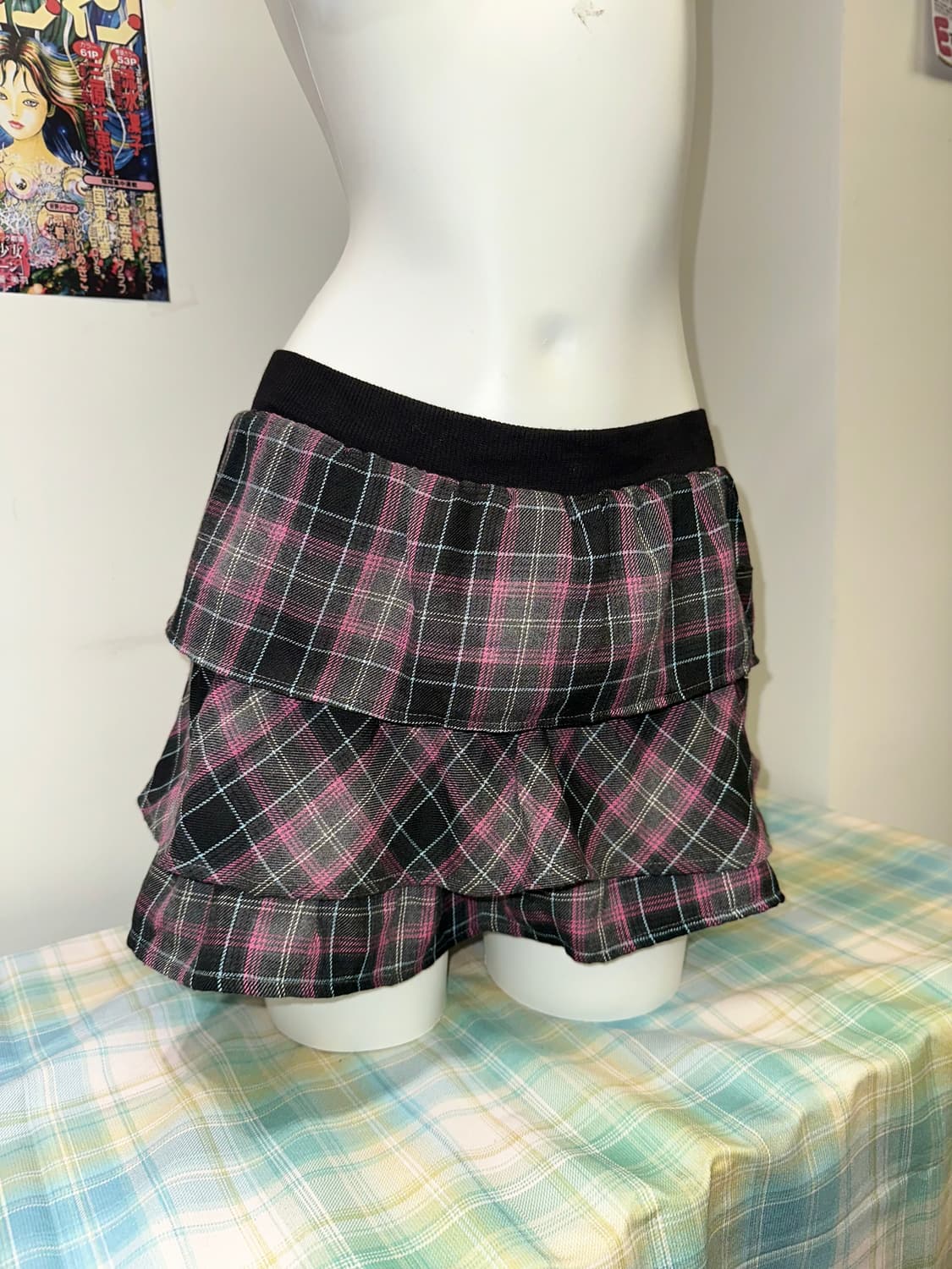 Pink Gray Check pattern skirt 상품이미지3