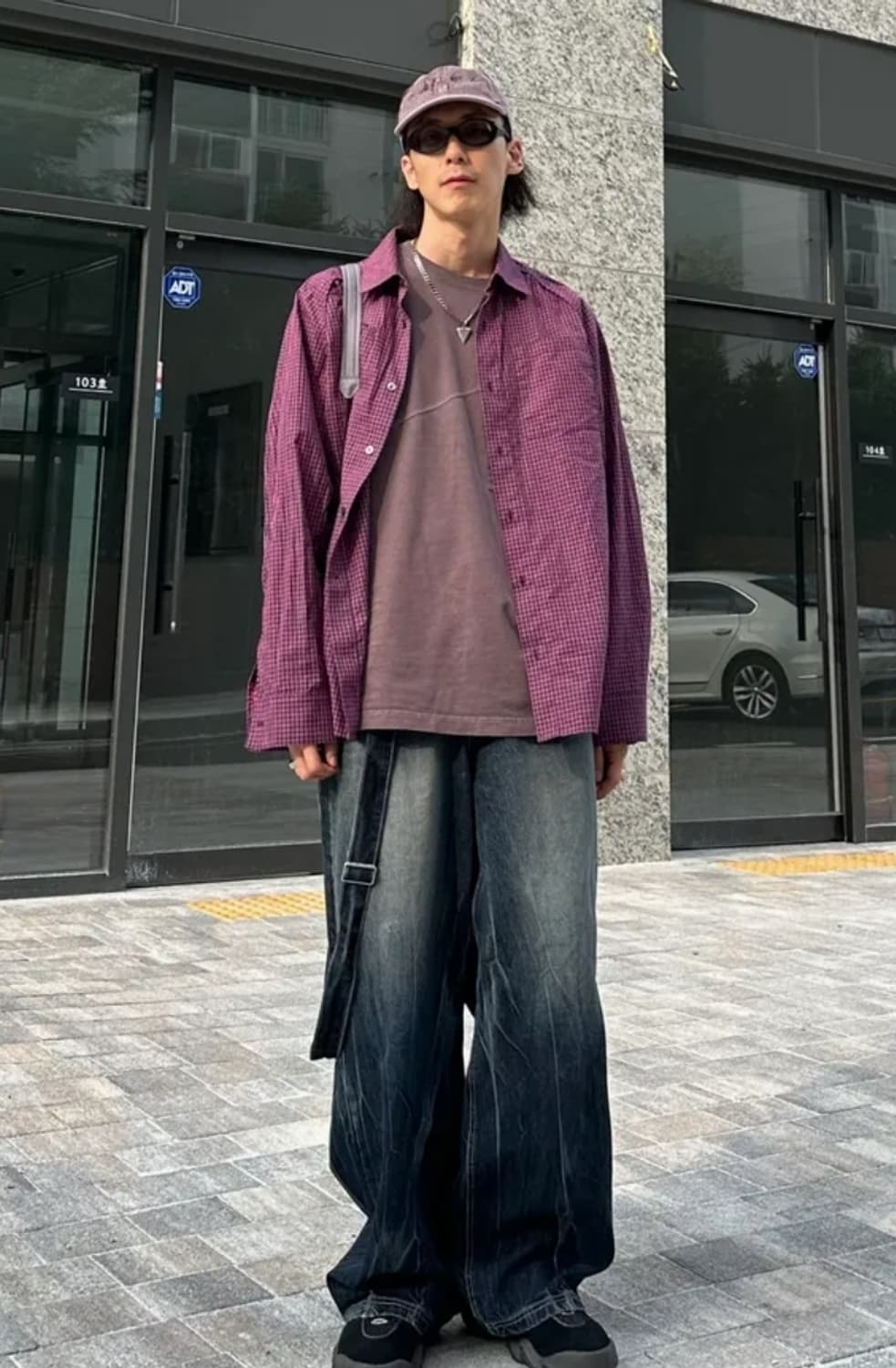 새상품 M 언지미크 레귤러 포켓 워시드 반팔 티 퍼플 상품이미지1
