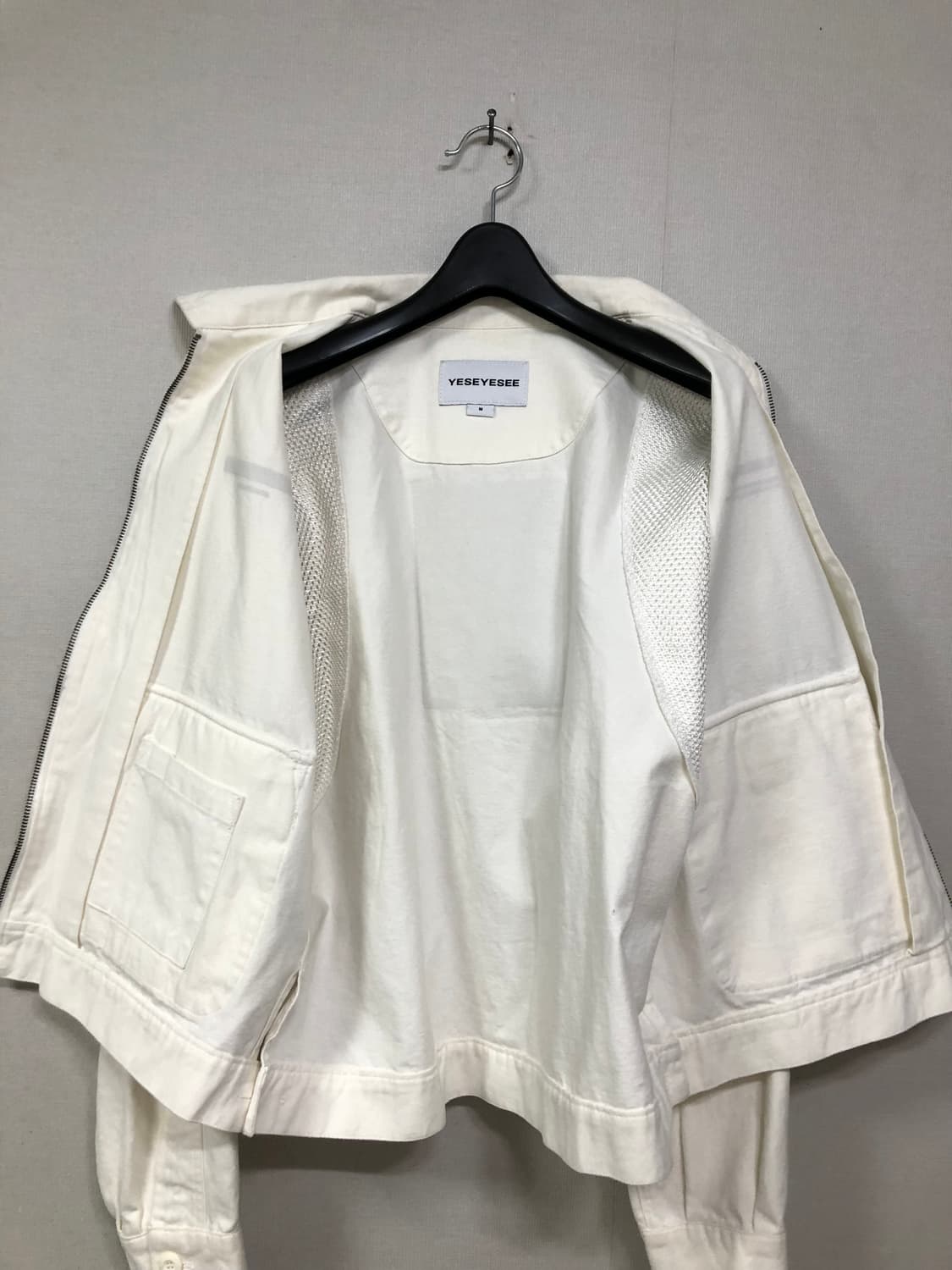 예스아이씨 오버핏 부드러운 메쉬 코튼 트러커 봄버 자켓 _ 아이보리 M 상품이미지9